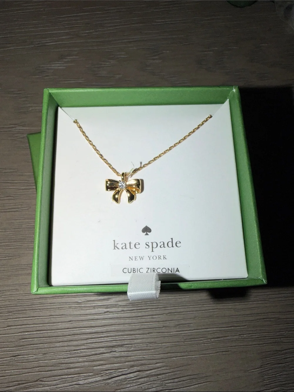 Kate Spade Gold Bow Necklace with Cubic Zirconia Accents